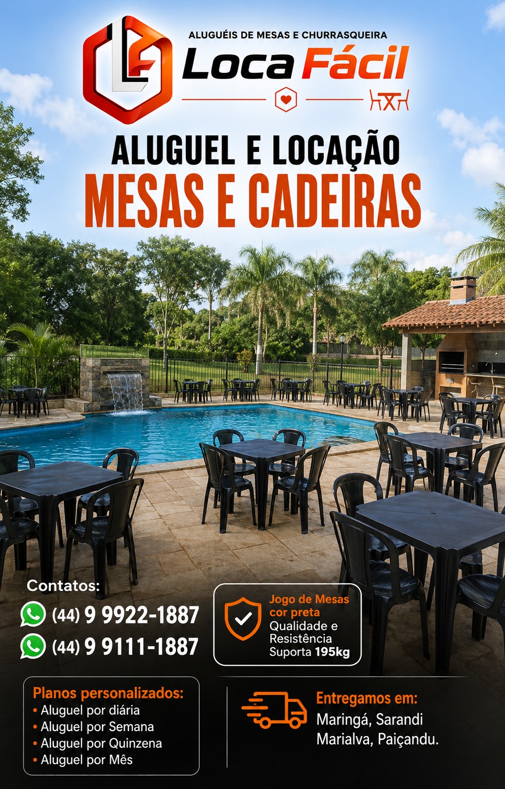 Mesas e cadeiras ao ar livre